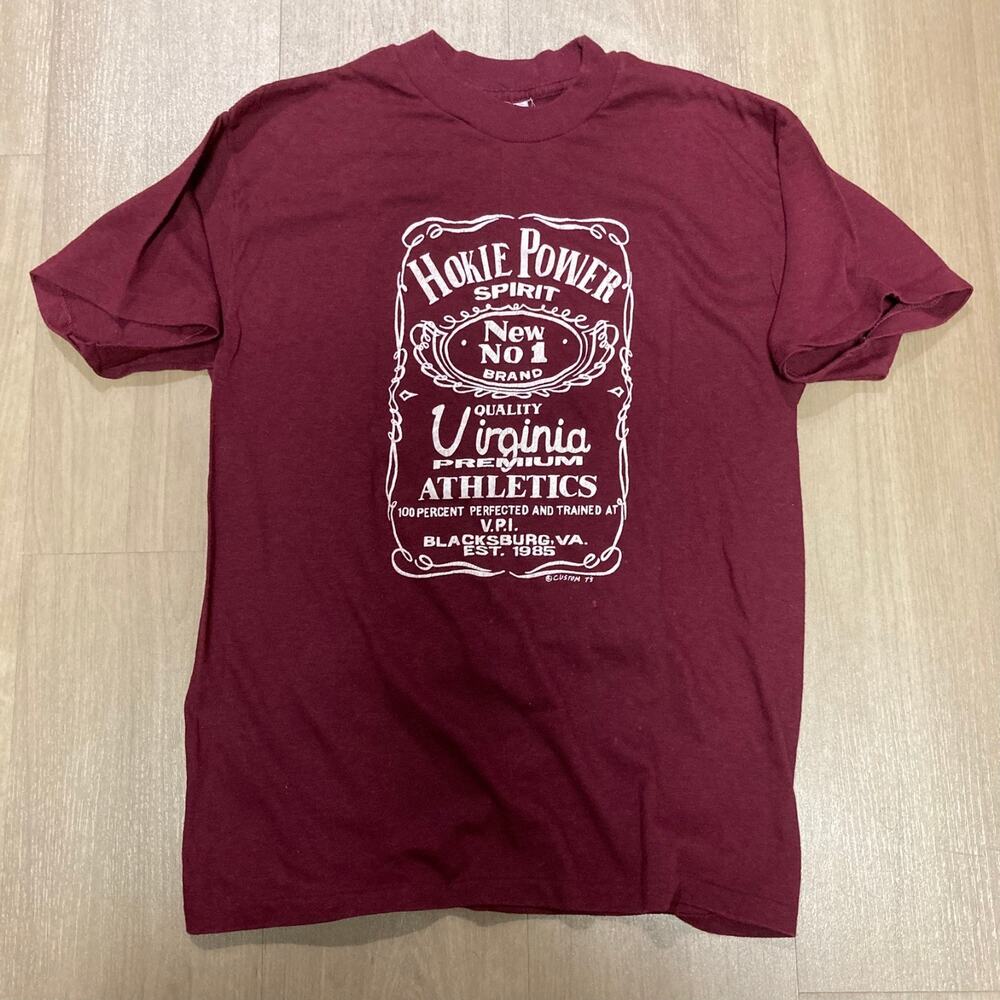 Vintage 80s Virginia Tech Hokies VPI Bootleg Tee Shirt Mens S RP Sportswear USA